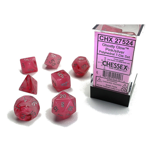 Chessex Set Dado Poliédrico Ghosty Glow Pink/silver Chx27524